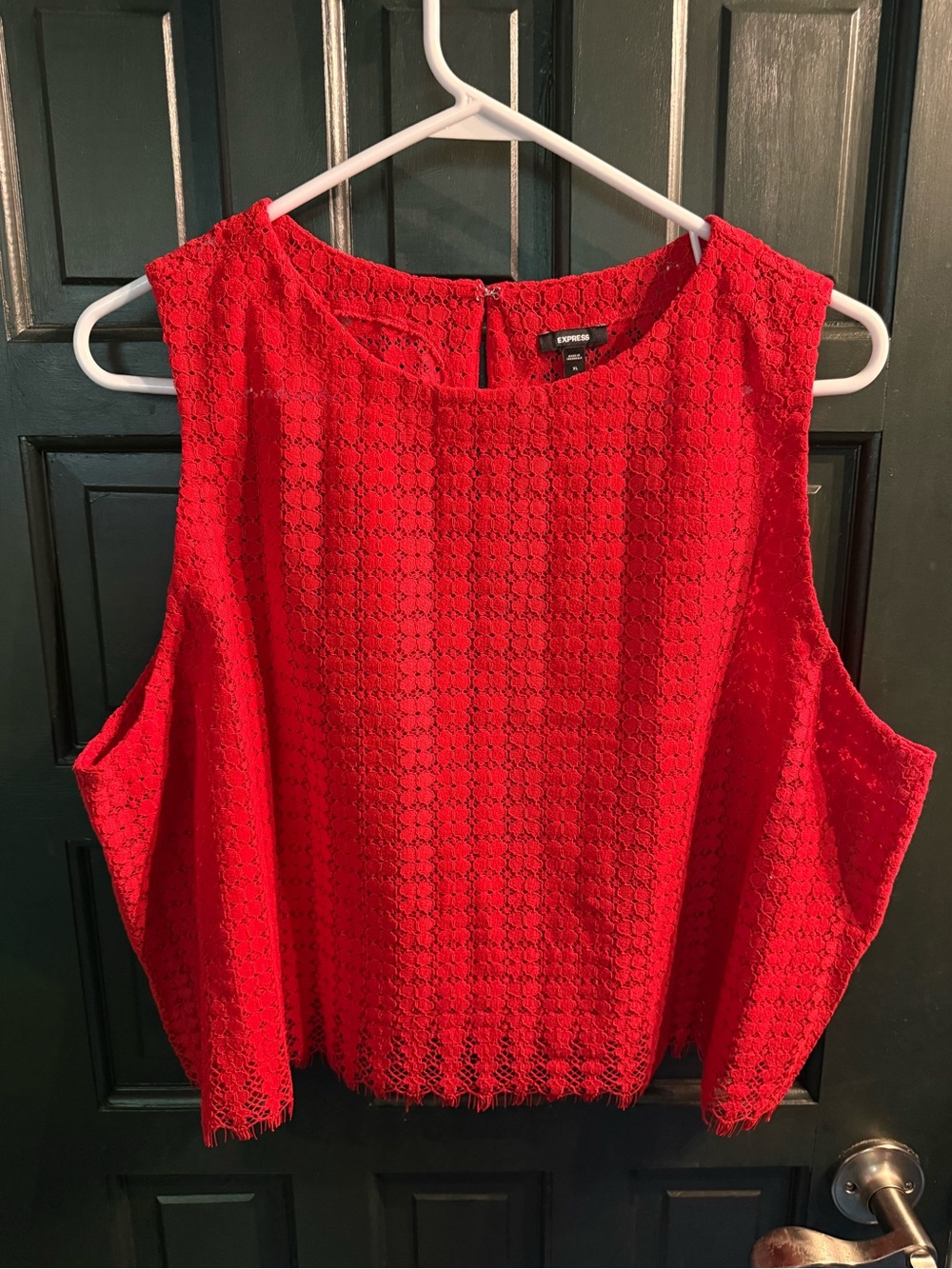 Express Red Crochet Cropped Tank